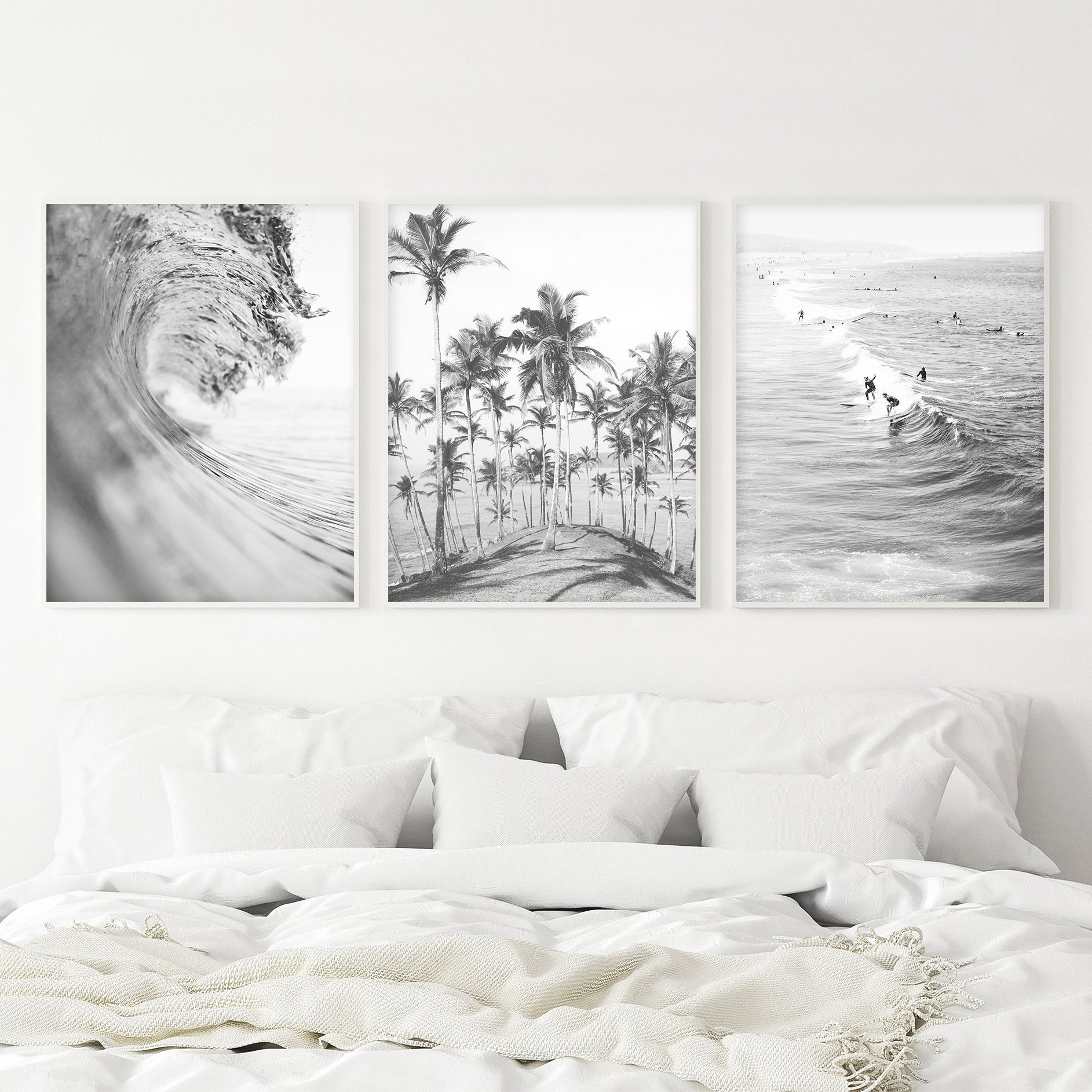 Black And White Beach Print Set of 3 Wall Art Beach Etsy
