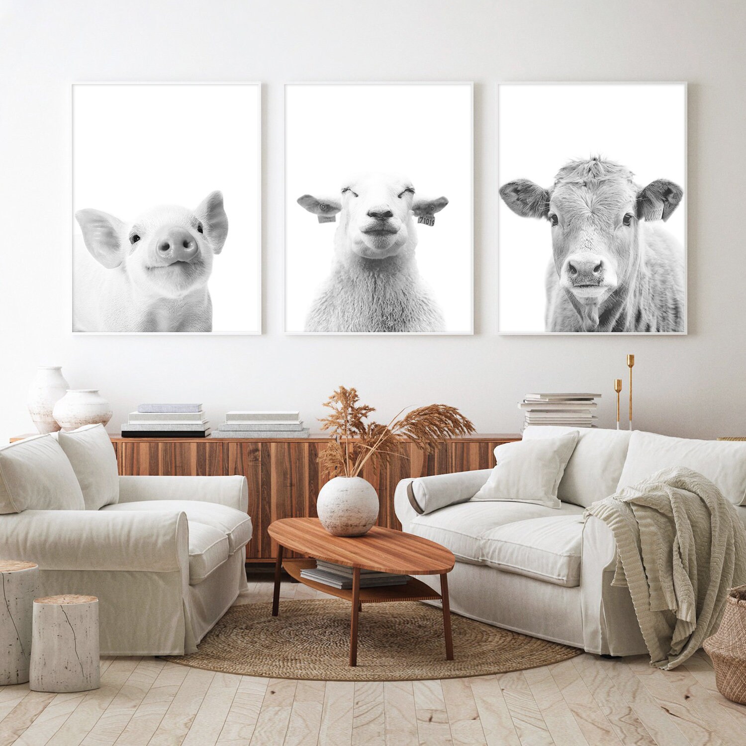 Farm Animal Prints Nursery Wall Art Farmhouse Print Set of 3 | Etsy
