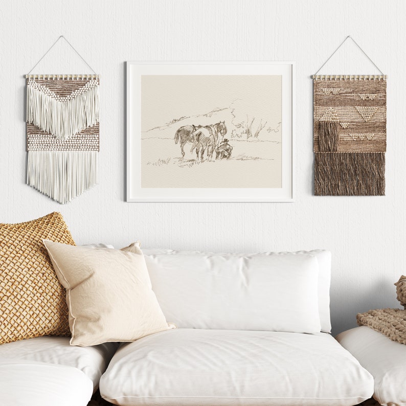 Zestaw wydruków szkiców kowbojskich w stylu vintage: wystrój w stylu western, plakat kowbojski, grafika ścienna w stylu południowo-zachodnim do druku zdjęcie 2