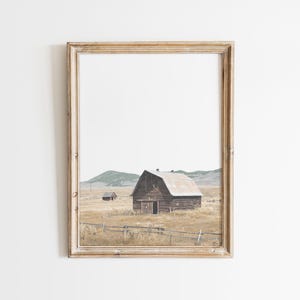 Barn Print, Farmhouse Wall Art, Rustic Country Landscape Poster, Farm Wall Decor