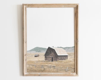 Barn Print, Farmhouse Wall Art, Rustic Country Landscape Poster, Farm Wall Decor