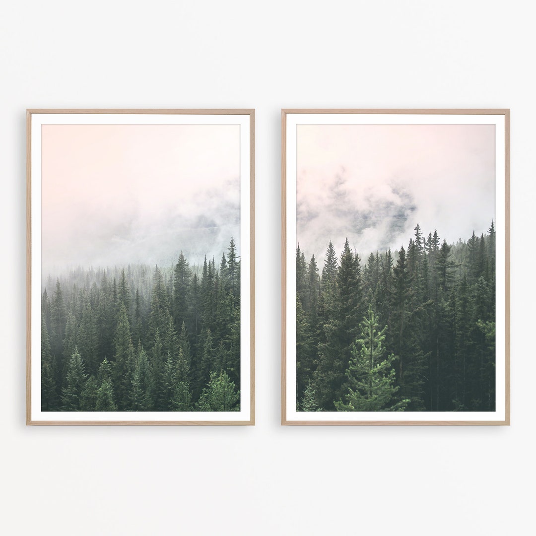 Set of 2 Forest Prints Landscape Wall Art Set of 2 Large Art Prints Set ...
