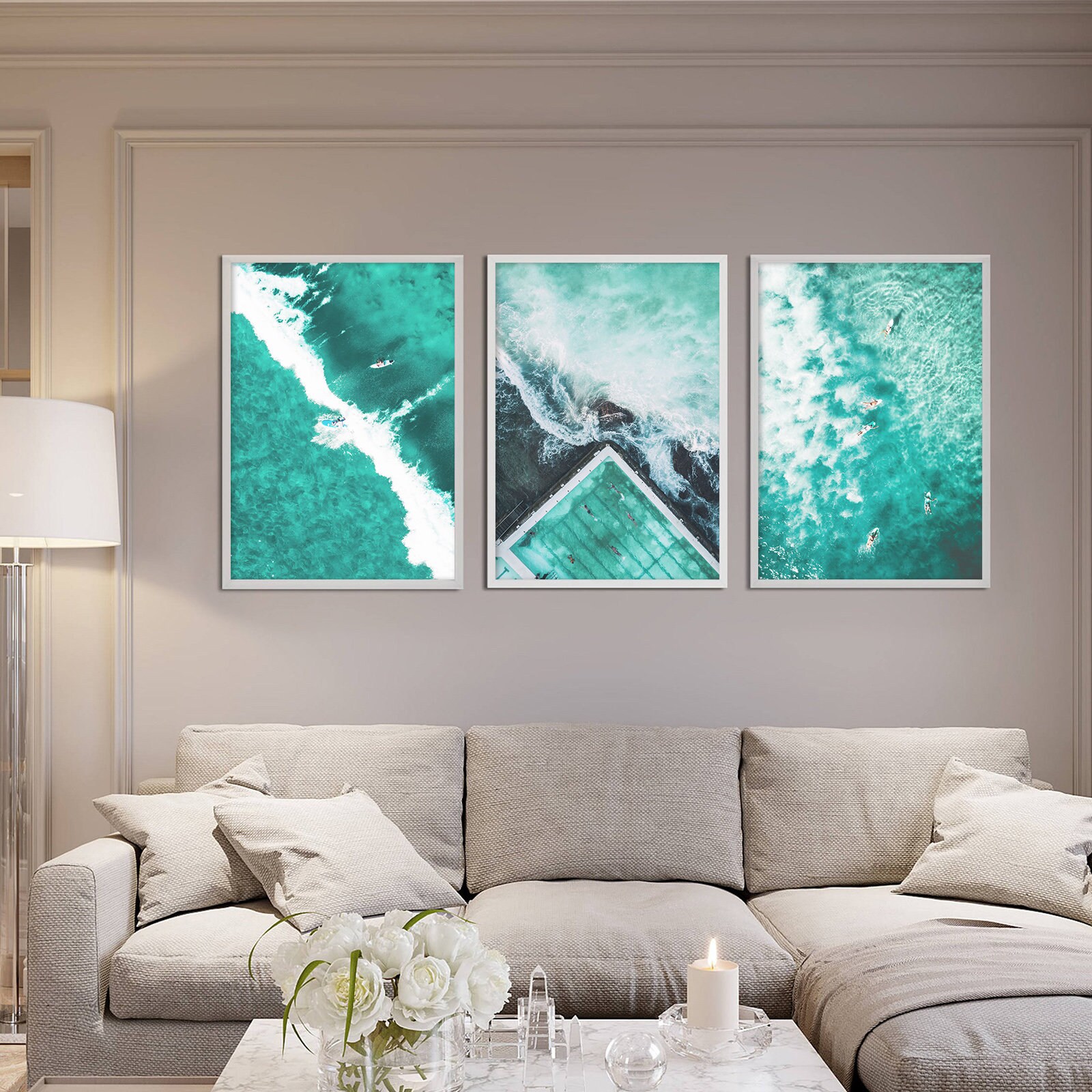 Bondi Beach Wall Art Set of 3 Prints Modern Beach Print Etsy