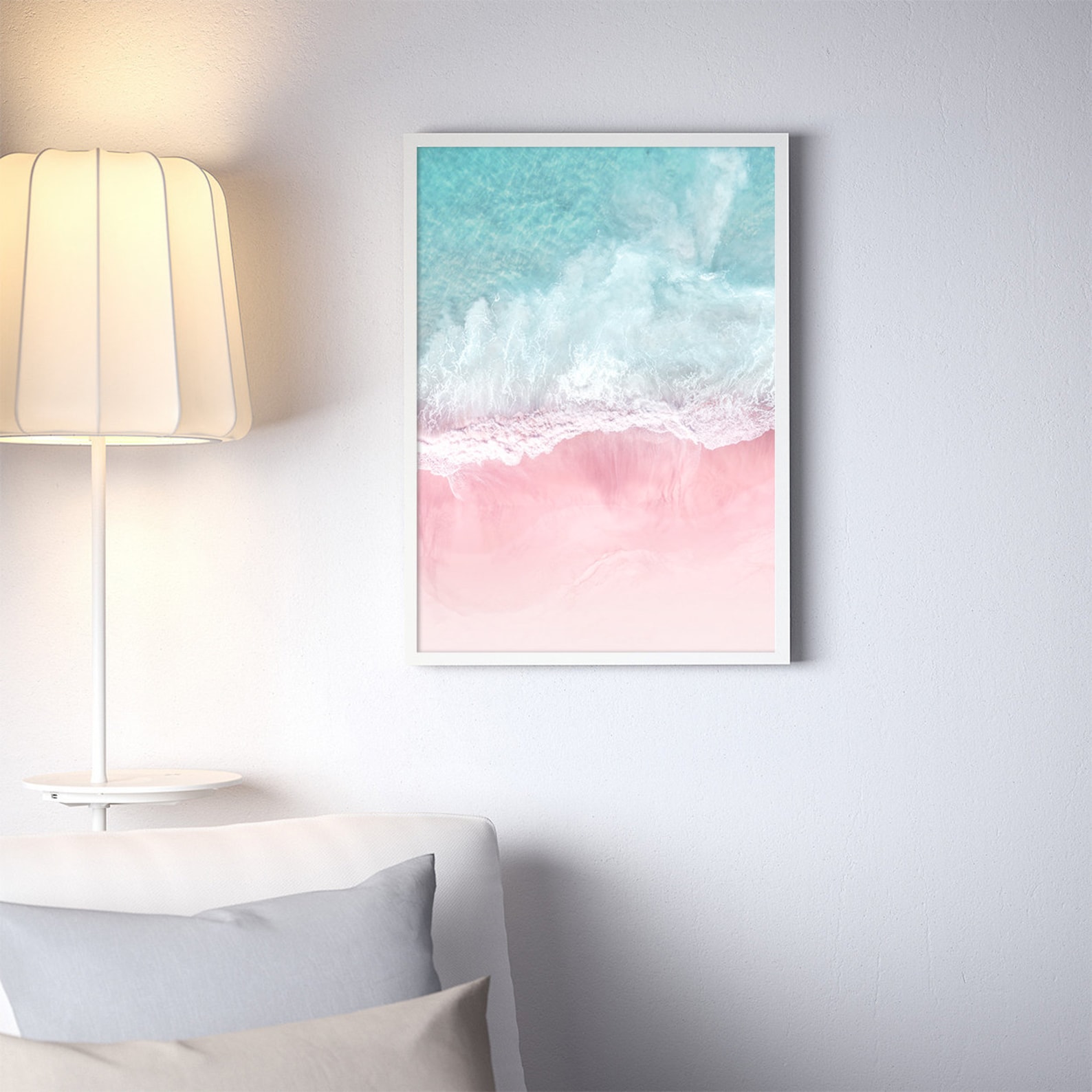 Pink Beach Wall Art Pink Ocean Print Blush Pink Decor Pink Etsy