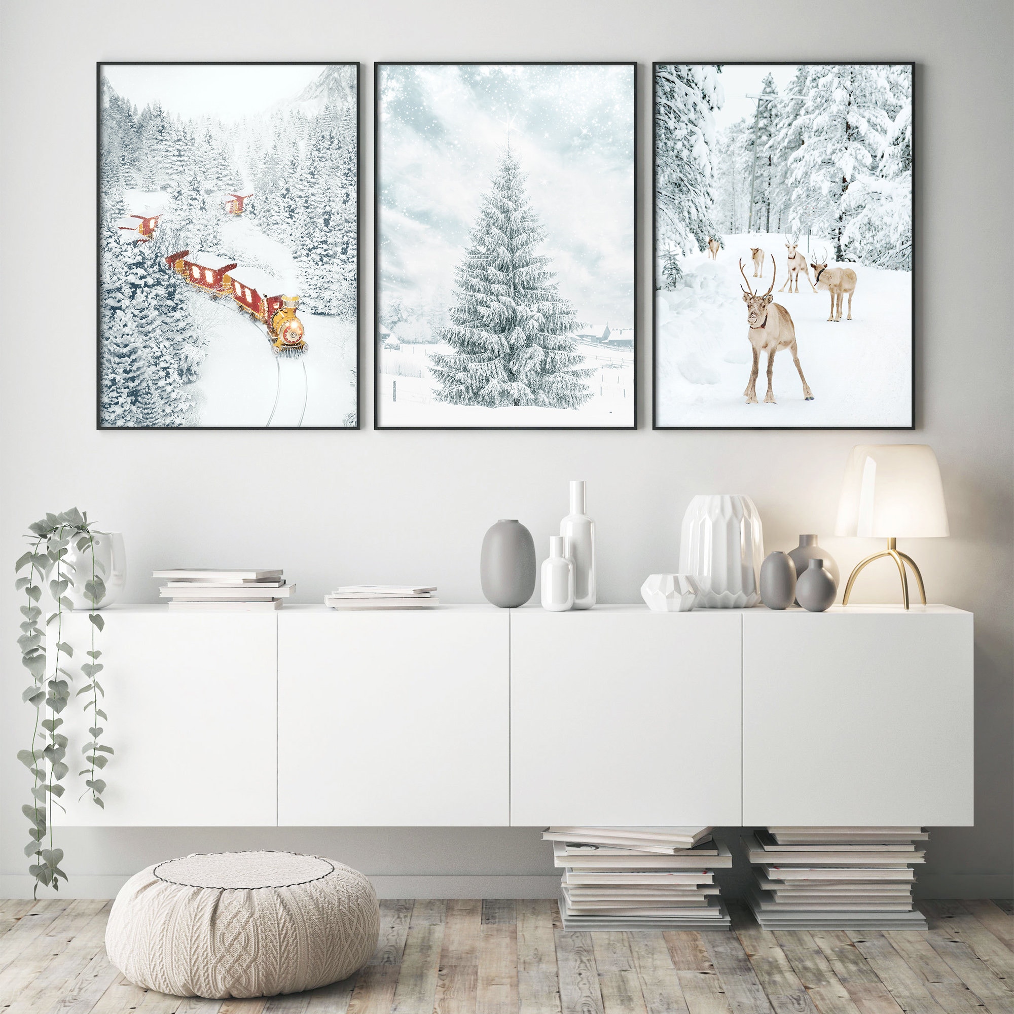 Christmas Print Set 3 Piece Wall Art Winter Decor Holiday Etsy UK