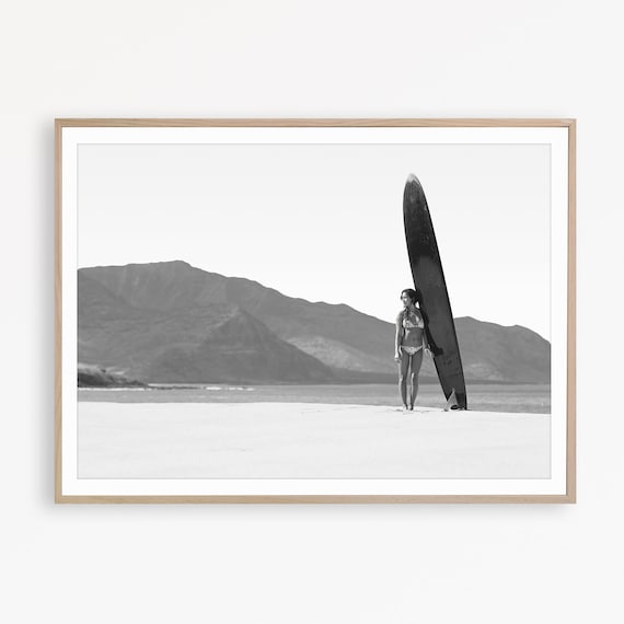 Black and White Surf Print Coastal Photography Surfing Decor 