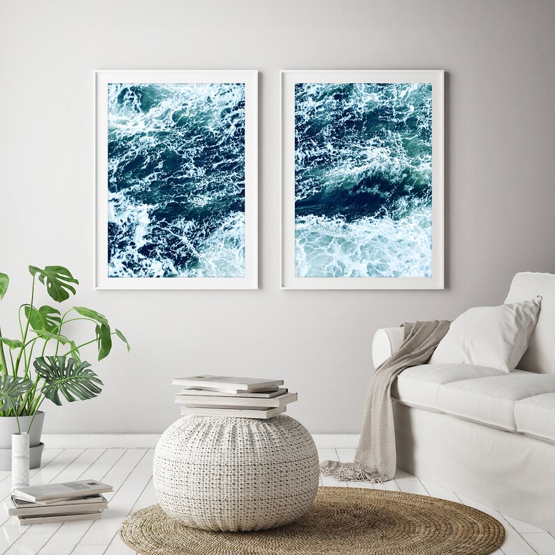 Blue Ocean Wall Art Set of 2 Printables Ocean Print Ocean Etsy
