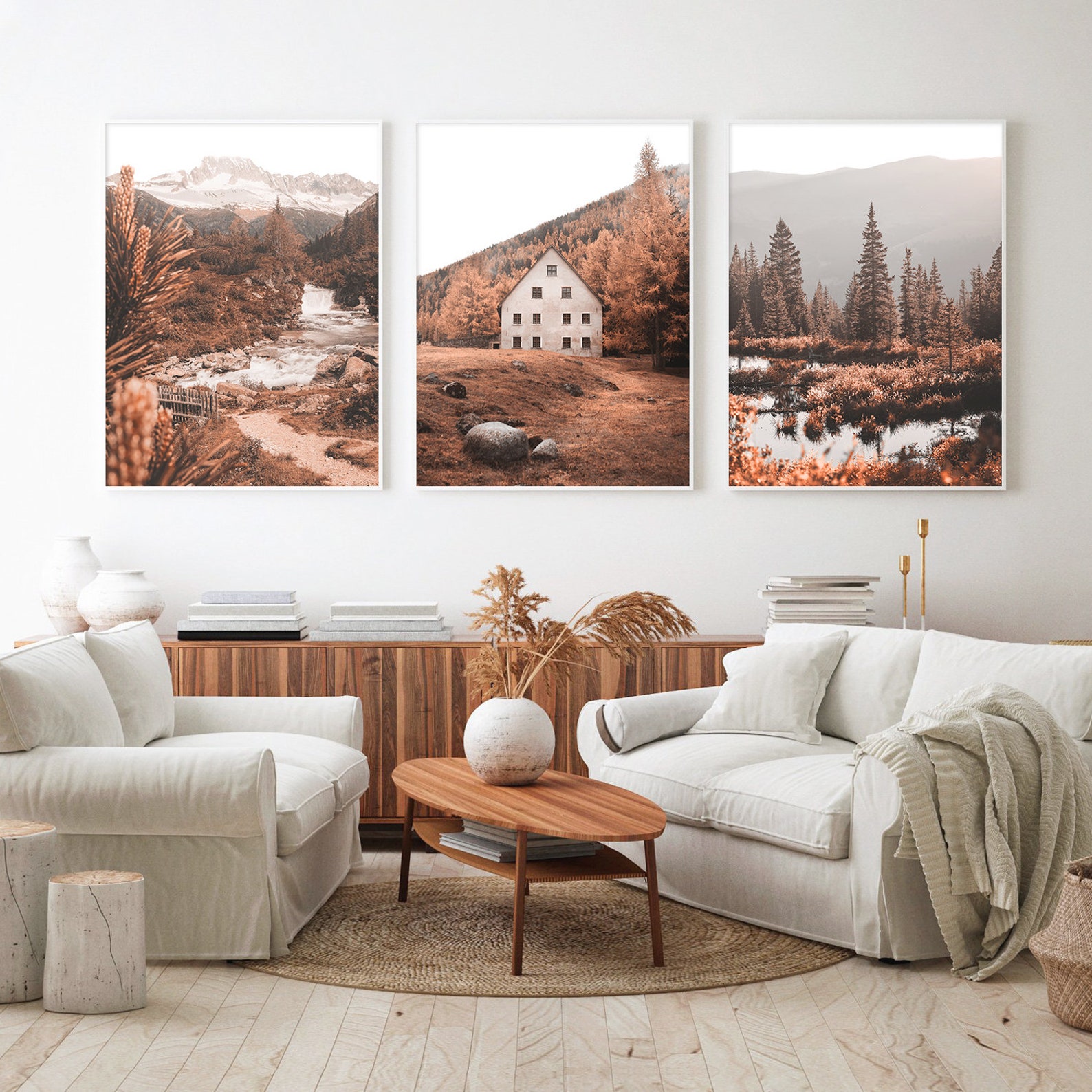 Fall Print Set of 3: Autumn Landscape Wall Art, Fall Decor, Mountain ...