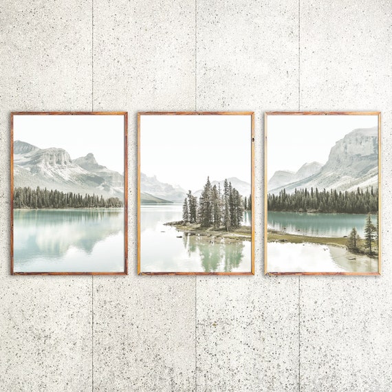 Mountain Print Set of 3 Wall Art, Canadian Landscape Photography Prints, Nordic Nature Decor