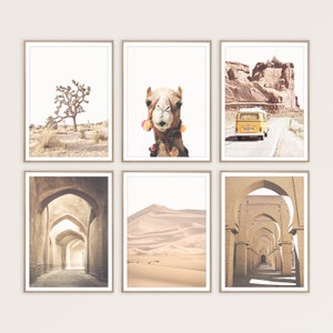 Boho Decor Desert Print Moroccan Decor Beige Bohemian Wall Art Printable Moroccan Print Set of 6 Wall Art Camel Print Neutral Decor