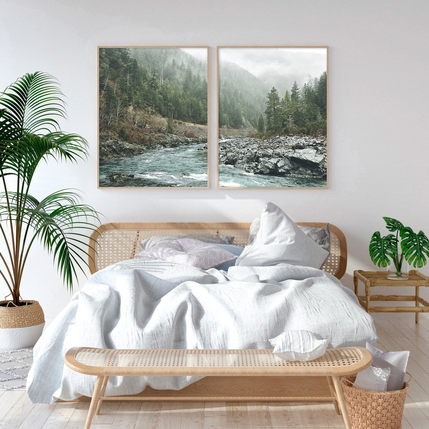 Nature Print Set of 2 Large Prints 2 Piece Wall Art Forest | Etsy