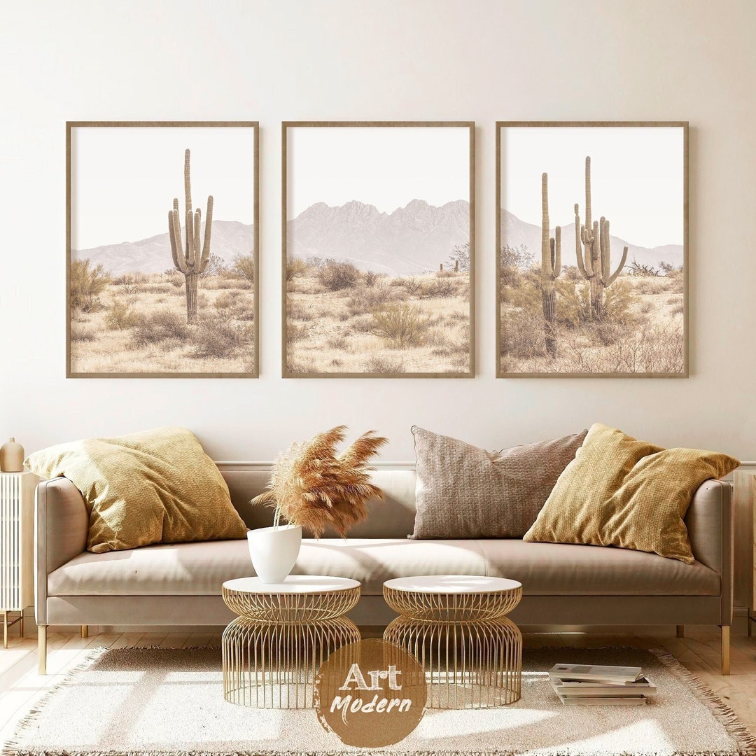 Set of 3 Boho Prints Desert Wall Art Four Peaks Arizona Print ...