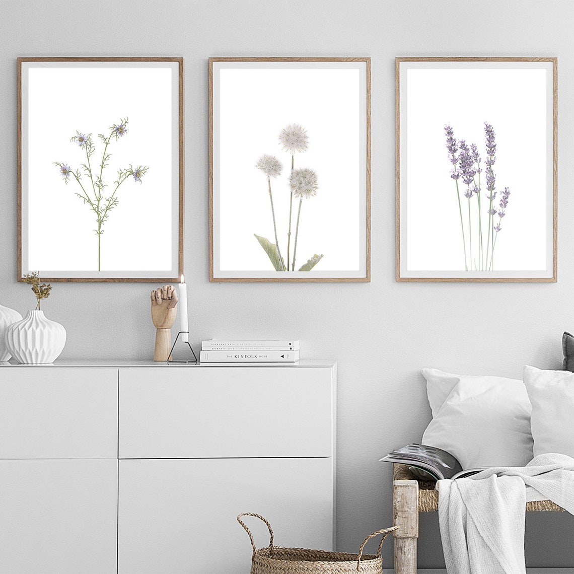 Flower Wall Art Set of 3 Floral Prints Lavender Art Print - Etsy