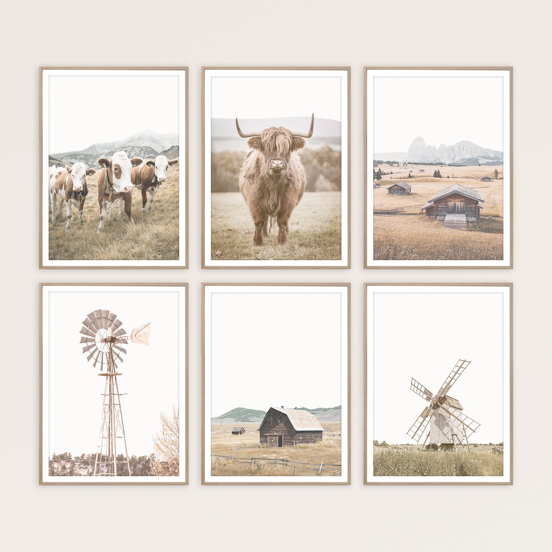 Farm Prints Rustic Print Set of 6 Wall Art Farmhouse Wall Decor ...