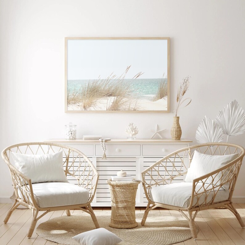 Coastal Beach Photography Print: Pastel Boho Decor, Ocean Landscape Wall Art image 4
