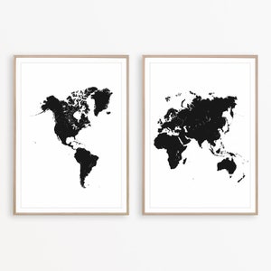 Carte de monde impression noir et blanc monde carte murale Art carte affiche monde carte voyage impression affiche Wanderlust mur Decor monde carte de l’Art