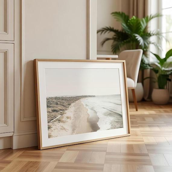 Neutral Beach Print, Coastal Wall Art, Boho Beach Decor, Landscape Ocean Photography