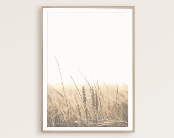 Wheat Grass Field Print, Neutral Farmhouse Decor, Country Rustic Wall Art Printable