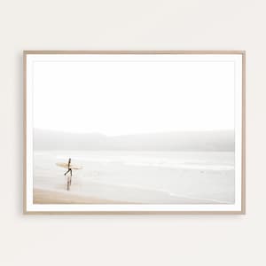 Minimalistischer Strand Print Neutral Boho Print Surf Poster Surfboard Wandkunst Minimal Print Küstendekor Ozean Druckbares Surf Foto Surfer Print