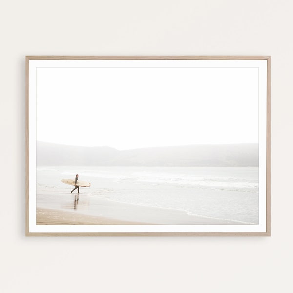 Minimalist Beach Print Neutral Boho Print Surf Poster Surfboard Wall Art Minimal Print Coastal Decor Ocean Printable Surf Photo Surfer Print