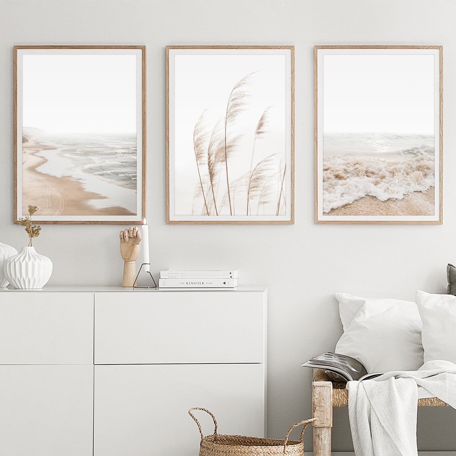 Neutral Beach Print Set of 3 Wall Art Boho Decor Coastal Wall Etsy UK