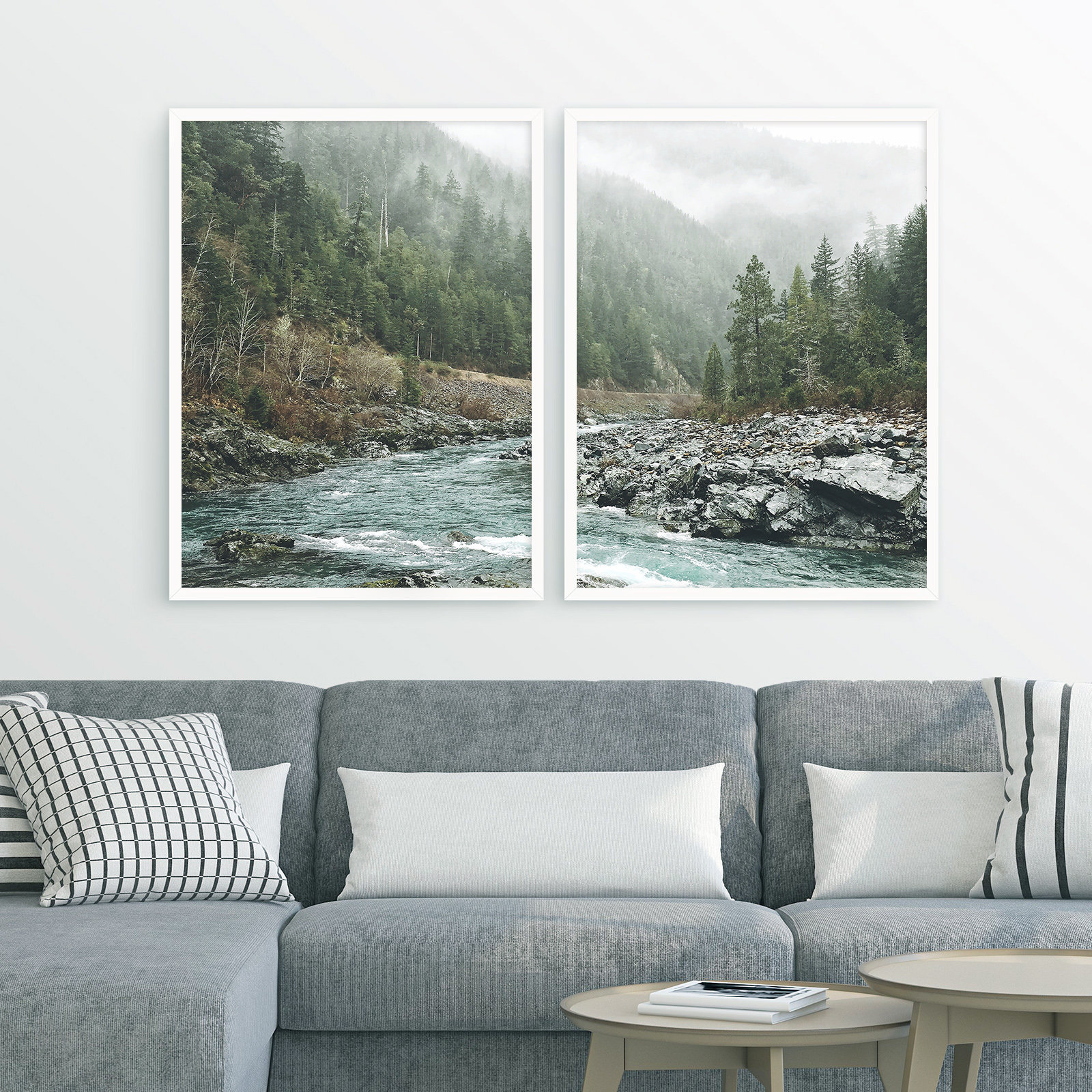 Nature Print Set of 2 Large Prints 2 Piece Wall Art Forest - Etsy