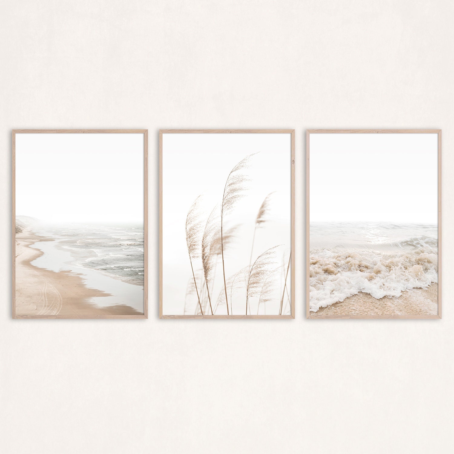 Neutral Beach Print Set of 3 Wall Art Boho Decor Coastal Wall Etsy UK