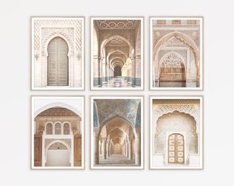 Moroccan Gallery Wall Print Set, Boho Arabic Decor, Moroccan Door Art, Islamic Poster Printable