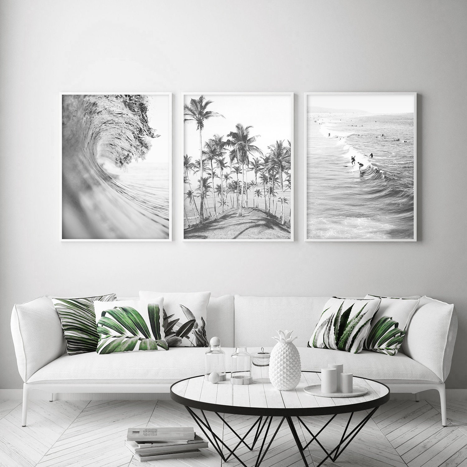 Black And White Beach Print Set of 3 Wall Art Beach | Etsy
