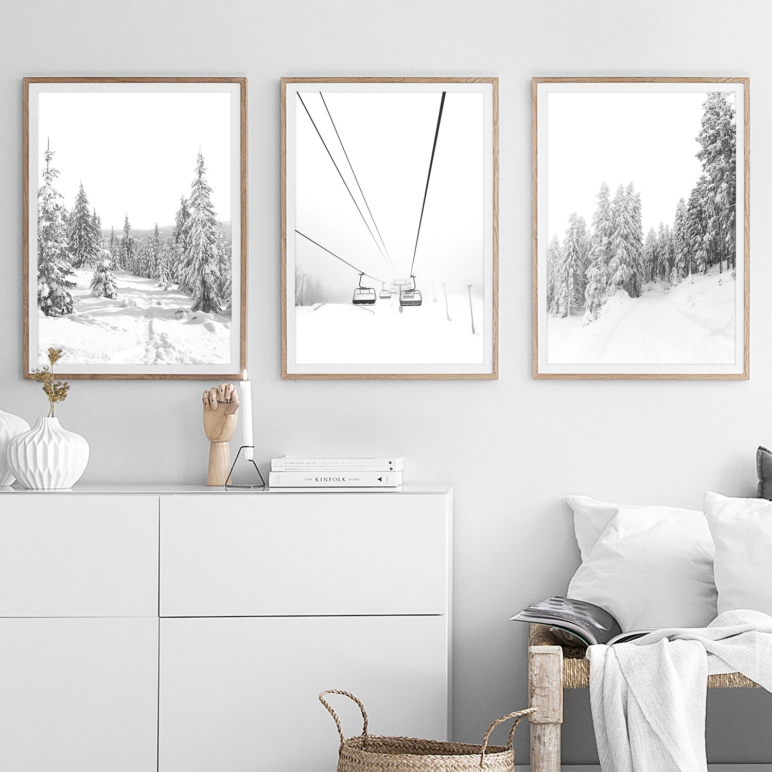 Winter Prints Black and White Print Set of 3 Wall Art Etsy