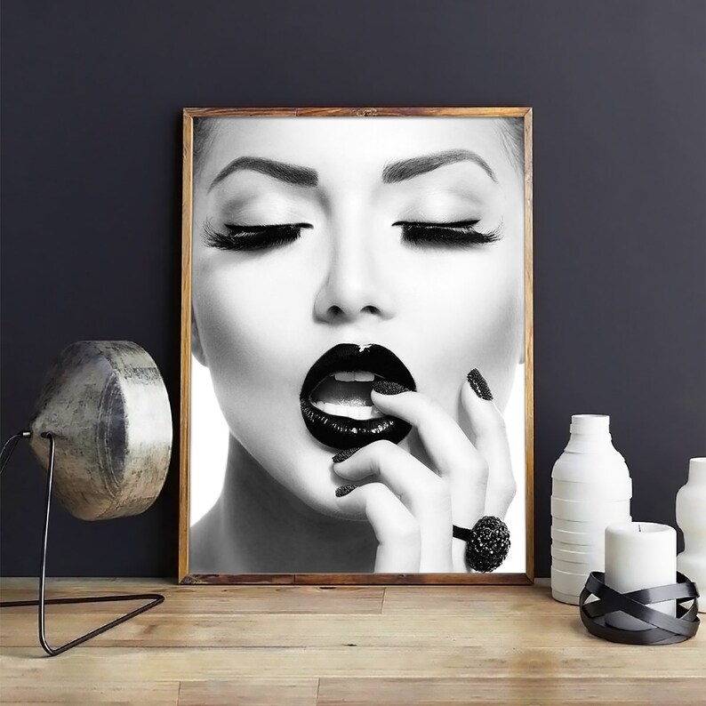 Black and White Fashion Print Makeup Vanity Decor Salon Makeup Etsy