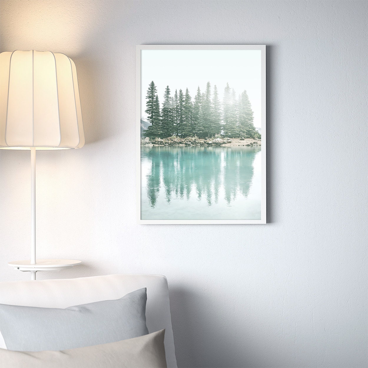 Nature Print Lake Art Pine Forest Wall Art Pine Tree Print | Etsy