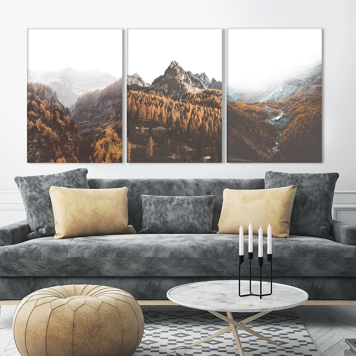 Mountain Wall Art Living Room Prints Set of 3 Wall Art Etsy