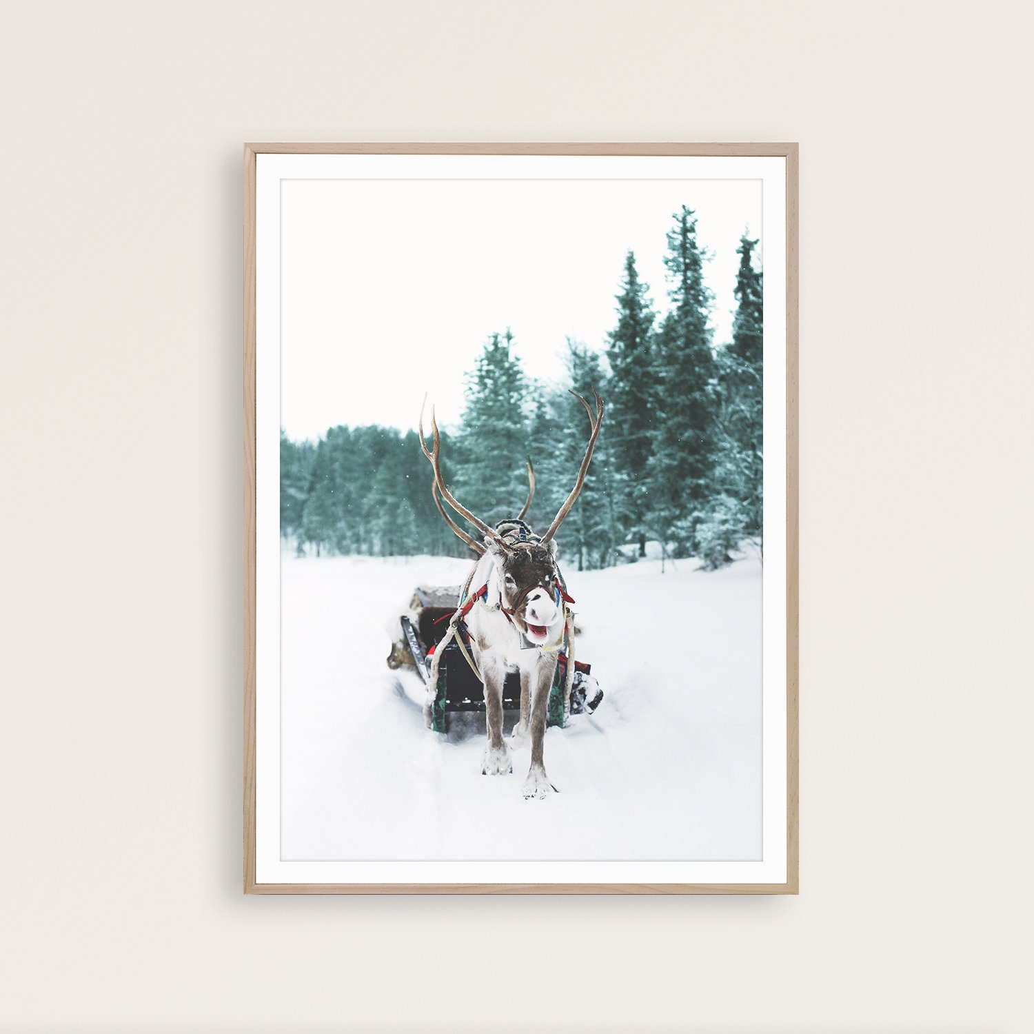 Winter Decor Gallery Wall Set of 6 Christmas Prints Deer Print Reindeer ...