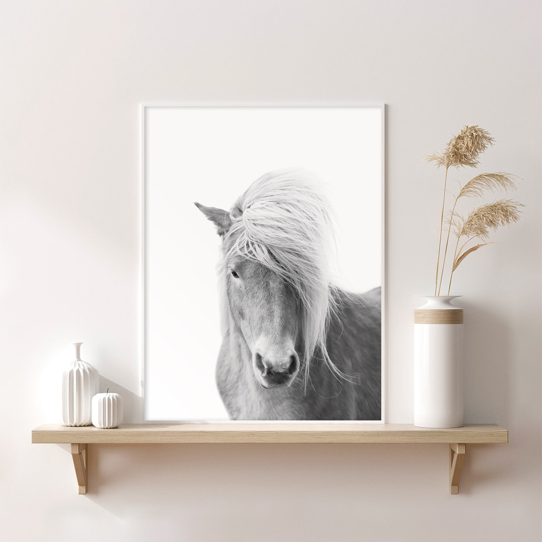Black and White Horse Print Equestrian Print Farm House Decor | Etsy