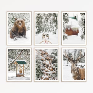 Set of 6 Wall Art Prints • Winter Decor Gallery Wall Prints Nordic Christmas Wall Art Forest Poster Holiday Wall Decor Christmas Printables
