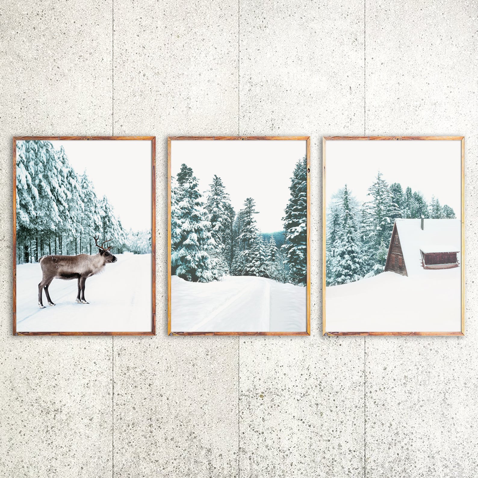 Winter Forest Print Set of 3 Wall Art Nature Prints Nordic Etsy