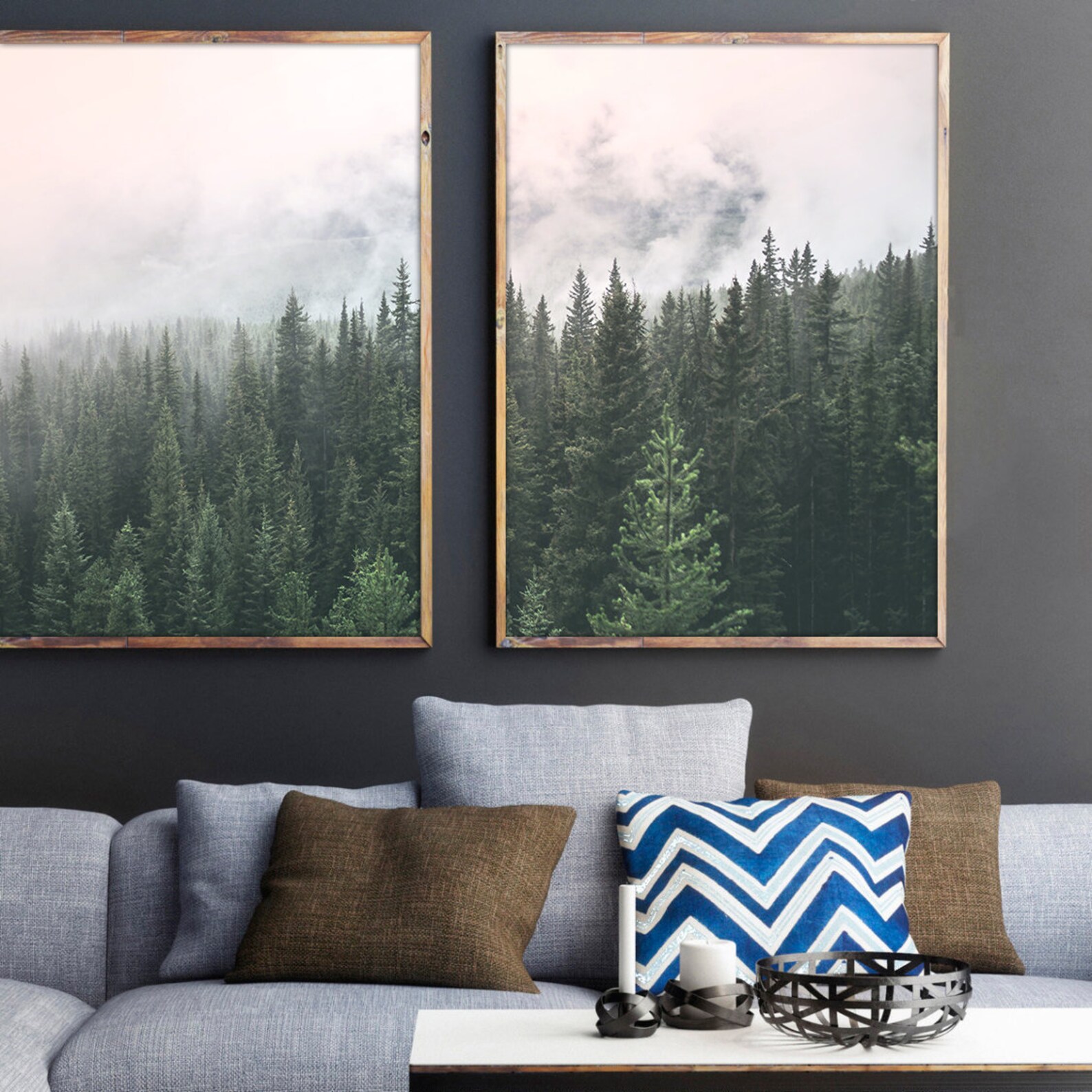 Set of 2 Forest Prints Landscape Wall Art Set of 2 Large Art - Etsy
