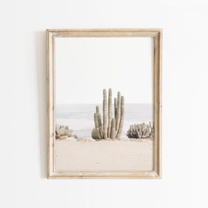 Kaktus Druck Küsten Wand Dekor Neutral Kunstdruck Boho Wand Kunst Kalifornien Strand Druck Beige Kunst Boho Druck Kakteen Dekor Kaktus druckbare