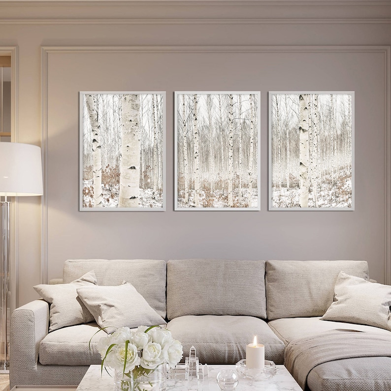 Birch Tree Wall Art Forest Print Set of 3 Posters Scandinavian Etsy