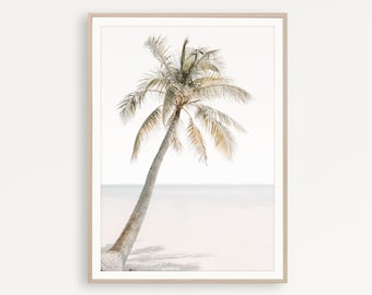 Palm Tree Print Coastal Decor Tropical Art Print Pastel Beach Wall Art Neutral Decor Tropical Beach Print Ocean Printable Palm Tree Poster