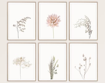 Botanical Gallery Wall Art Set, Wildflower Prints, Farmhouse Wall Decor
