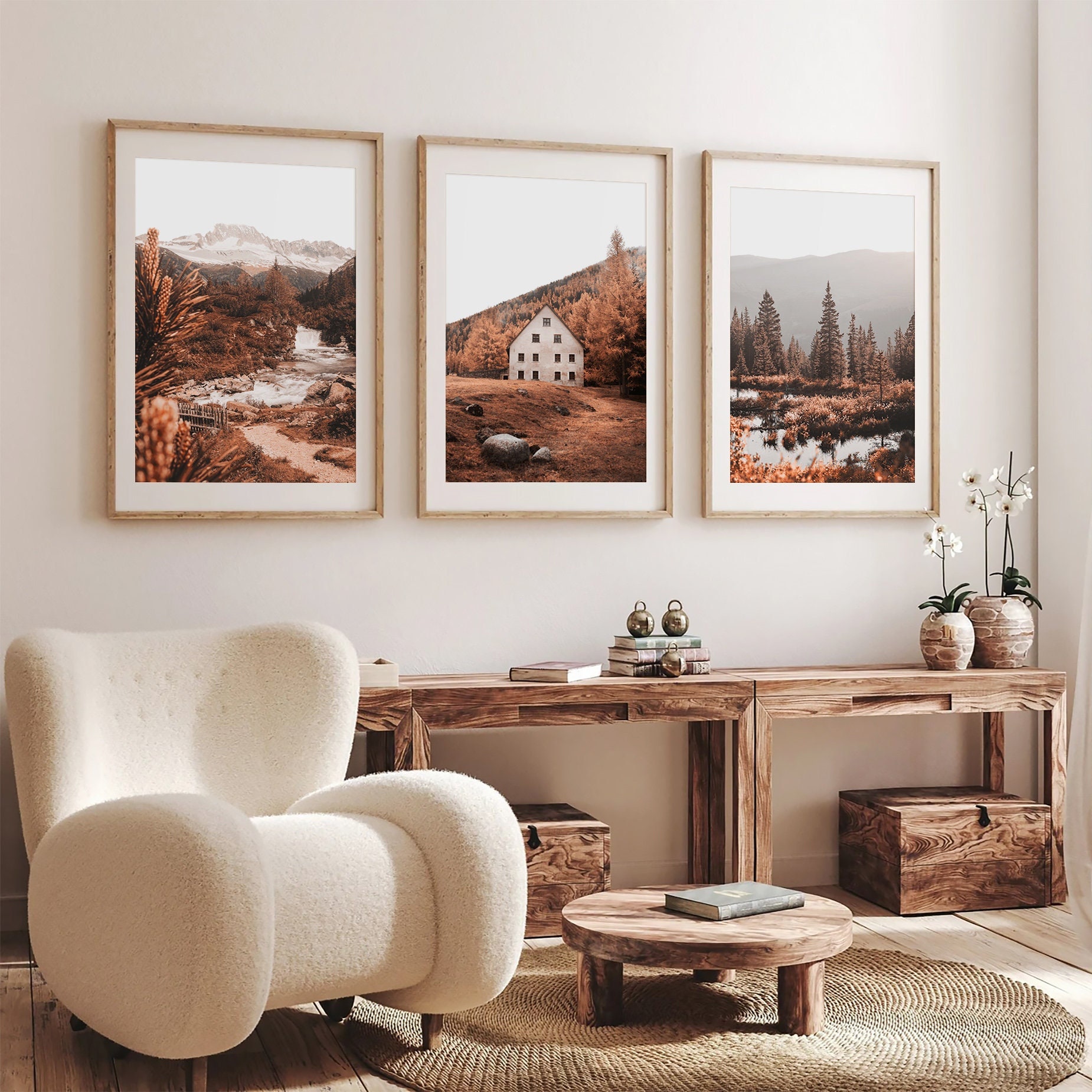 Fall Print Set of 3: Autumn Landscape Wall Art, Fall Decor, Mountain ...