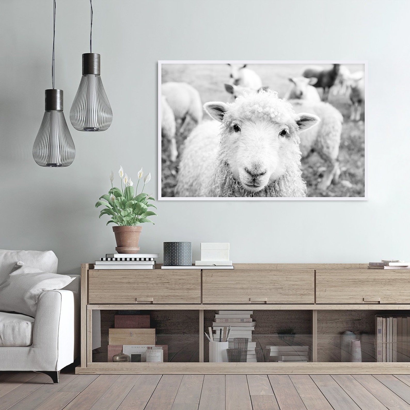 Sheep Wall Art Farmhouse Wall Art Country Print Black & White Etsy