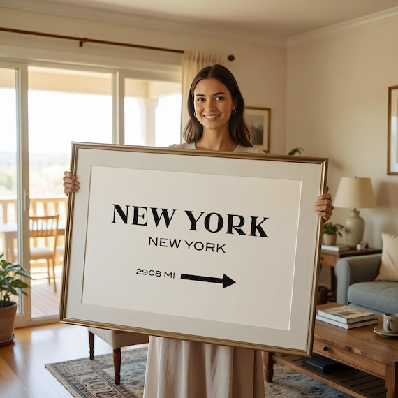 New York City Poster, NYC Wall Art Print, Horizontal Travel Poster, Typography Print, New York Decor
