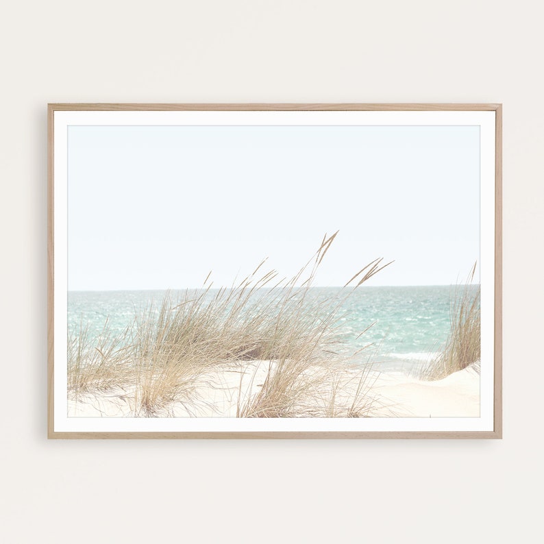 Coastal Beach Photography Print: Pastel Boho Decor, Ocean Landscape Wall Art image 1