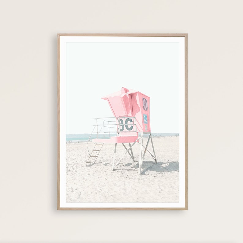 Pink Beach Wall Art Beach Print Set of 3 Prints Coastal Decor Etsy