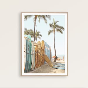 Surfboard Print Beach Wall Art Photo Coastal Printable Surf Decor Tropical Print Surf Poster Beach Art Print Palm Tree Print Beach Picture