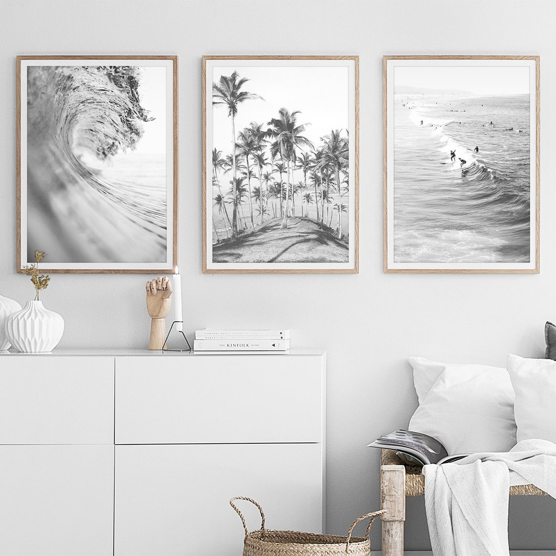 Black And White Beach Print Set of 3 Wall Art Beach Etsy