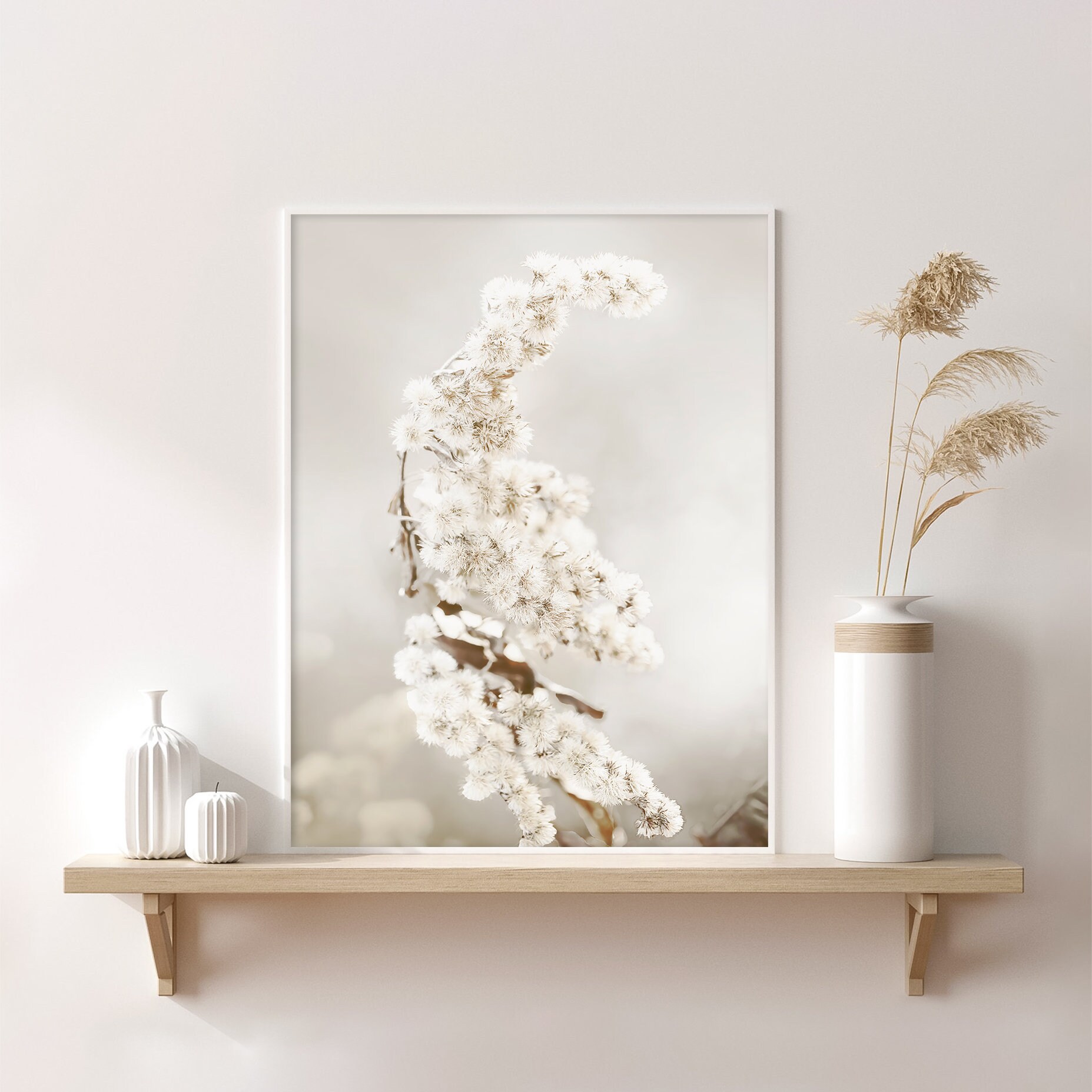 Buy Neutral Beige Minimalist Botanical Wall Art Set Of 3 Prints. Simple Plant Gallery Wall Set, Natural Line Art, Boho Neutral Wall Decor Online In India